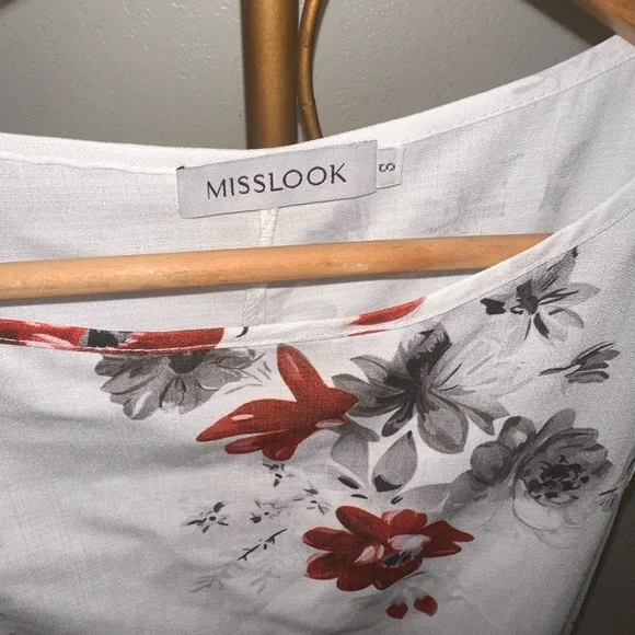 Floral A LINE Crew Neck MIDI DRESS with Pockets Women Size Small White NWOT - Picture 6 of 7